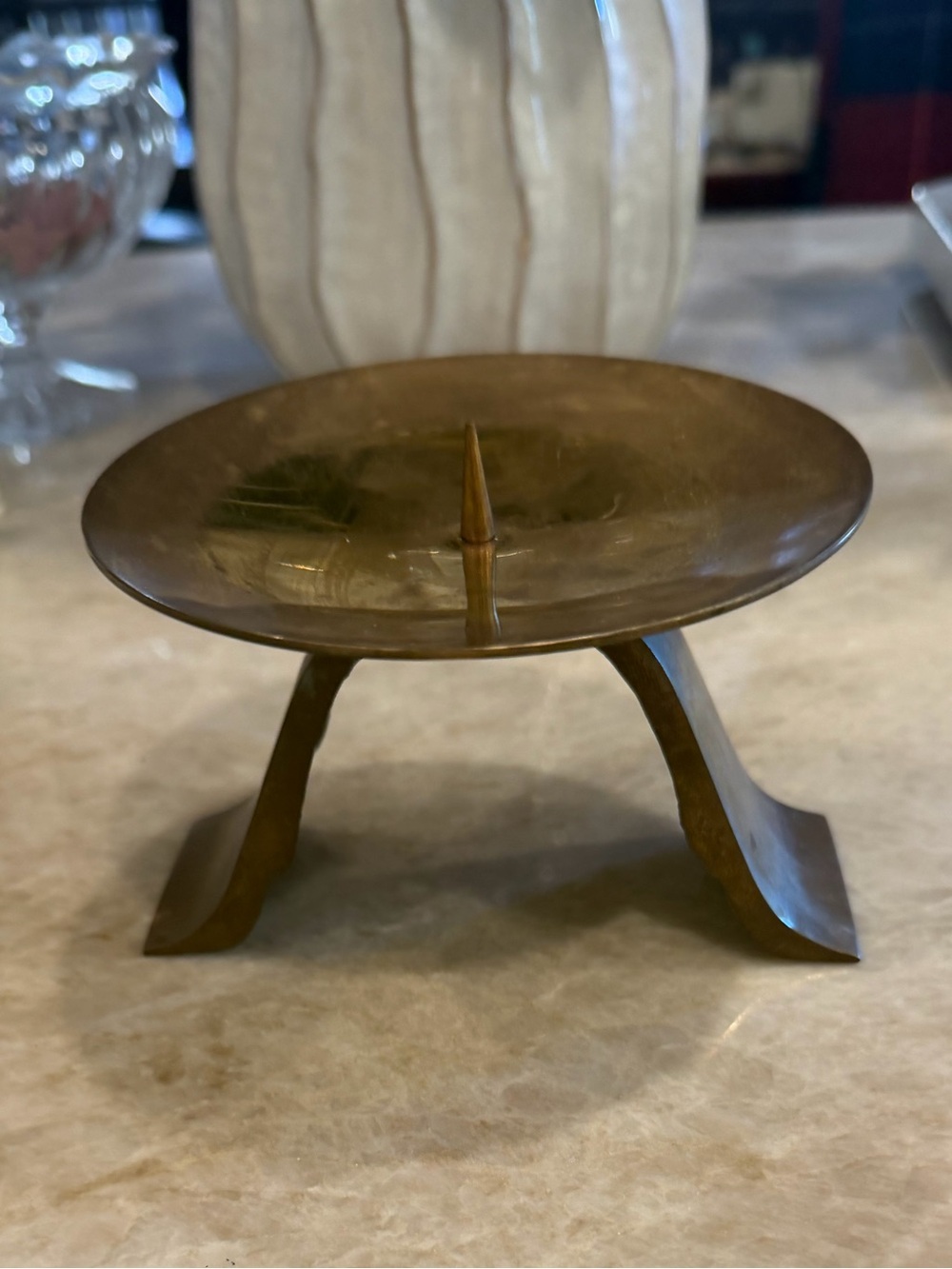 Solid Brass vintage art deco style candleholder